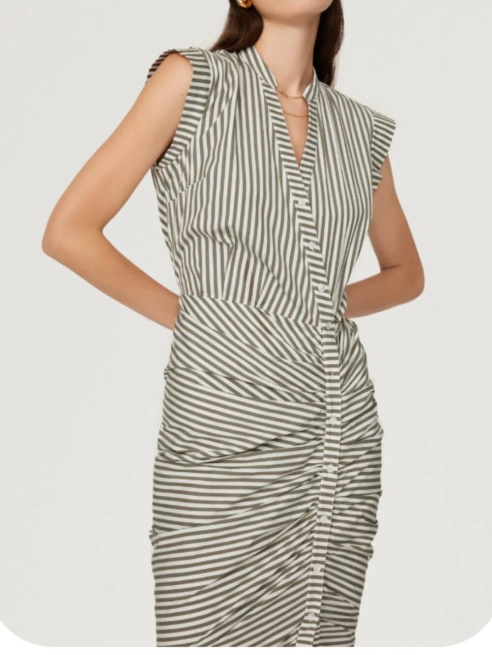 Veronica Beard Green Ruched Shirt Dress (Size 16, runs small)
